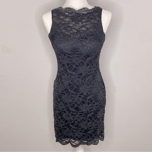 Charcoal lace mini dress with back bow size S